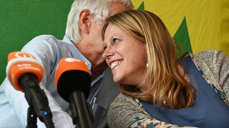 Weichenstellung in Bremen: Maike Schaefer, Spitzenkandidatin Bündnis 90/Die Grünen, erläutert den Beschluss des Landesvorstandes, eine rot-grün-rote Koalition anzustreben. Foto: Carmen Jaspersen/dpa