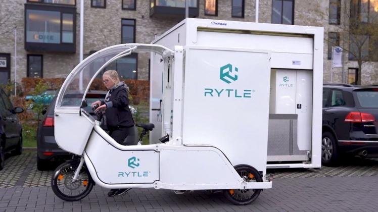 Die Lastenfahrräder können in der Stadt über sogenannte Hubs beladen werden, die nur wenig Stellfläche benötigen. Foto: Rytle