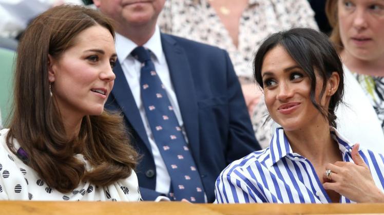 Wie schon 2018: Die britischen Herzoginnen Catherine (l) und Meghan werden gemeinsam beim Tennisturnier Wimbledon in der Königlichen Loge sitzen. Foto: dpa/Steven Paston/PA Wire