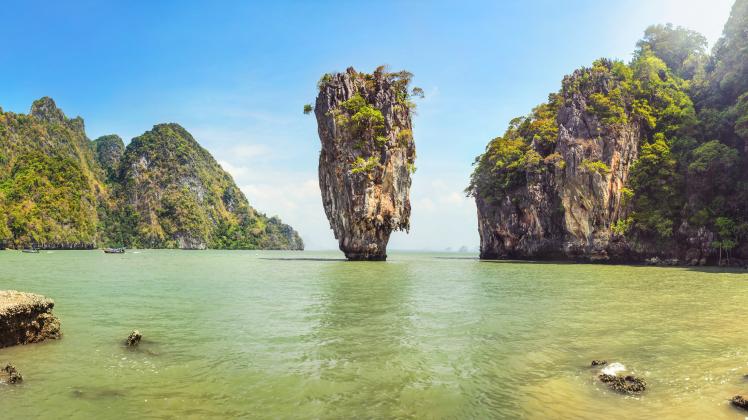Khao Phing Kan (James Bond island) on a sunny day, Phang Nga, Thailand