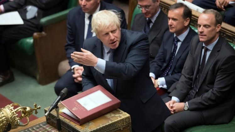 Premierminister Boris Johnson bei einer Fragerunde im britischen Parlament. Foto: dpa/Jessica Taylor