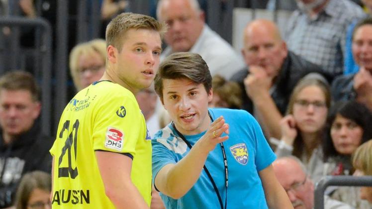 „Dessau-Roßlau hat keine Schwächen“, weiß HCE-Coach Till Wiechers (hier mit Philipp Asmussen).  „Wir brauchen eine außergewöhnliche Energie.“