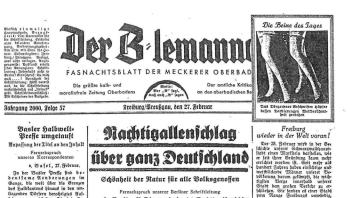 "Der B-lemanne" war 1938 die einmalige närrische Persiflage auf die NS-Zeitung "Der Alemanne", die gleichwohl politische Botschaften transportierte. Repro: Berthold Hamelmann
