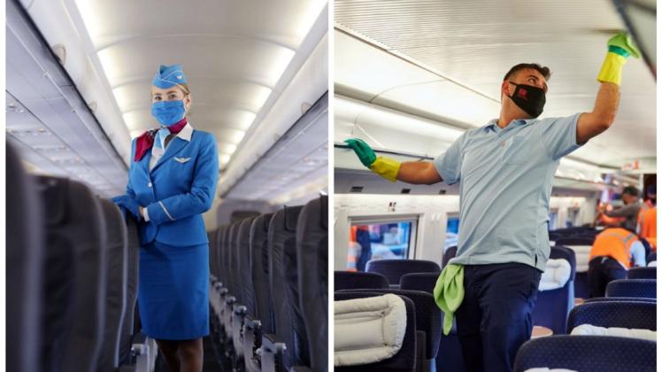 Fluggesellschaften und die Deutsche Bahn werben mit Hygieneoffensiven um Reisewillige.