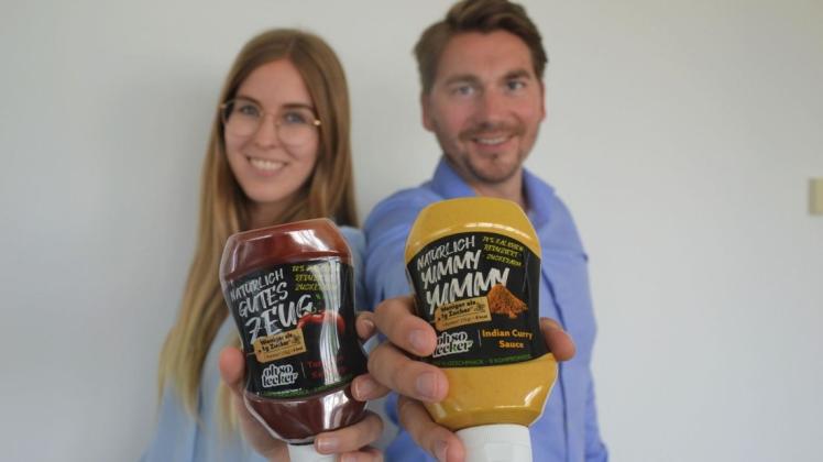 Selbständig gemacht haben sich die 27-jährige Joella Feldhues und der 28-jährige Jesko Dannemann in Salzbergen-Holsterfeld  mit der Entwicklung kalorienreduzierter und zuckerarmer Saucen.