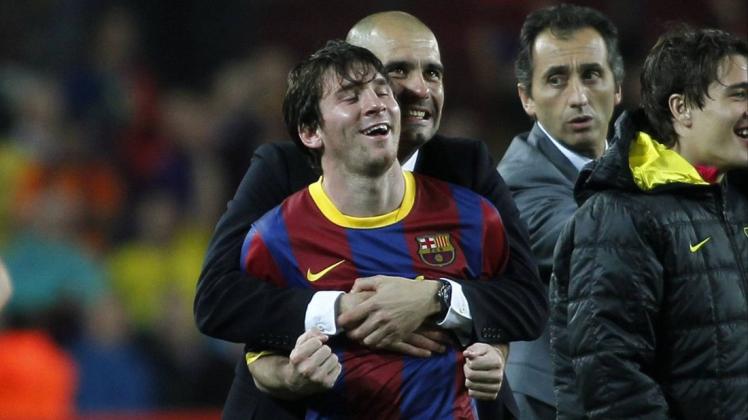 Feierte zusammen große Erfolge: Trainer Pep Guardiola und Lionel Messi arbeiteten erfolgreich beim FC Barcelona zusammen. Feierte zusammen große Erfolge: Trainer Pep Guardiola und Lionel Messi arbeiteten erfolgreich beim FC Barcelona zusammen.