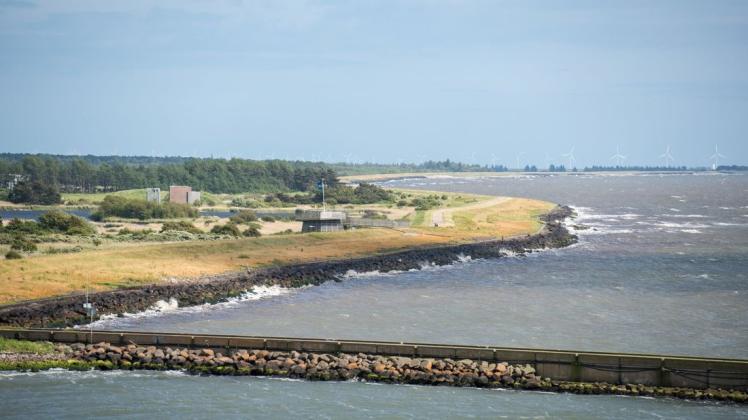 Rødby: Blick auf die Fläche an der Ostsee, auf der die Einfahrt zum künftigen Fehmarnbelt-Tunnel entstehen soll.