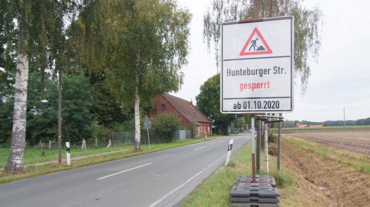 Der Abschnitt der Landesstraße zwischen Schwagstorf und Hunteburg ist ab Donnerstag voll gesperrt.