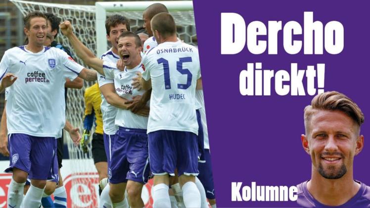 Erster Auswärtssieg der Saison 2012/13 – Paul Thomik (Mitte) schoss den VfL in Saarbrücken zum 1:0. Für derartige Erfolge gab es gerne mal eine Belohnung vom Trainer, erinnert sich Alexander Dercho (links).