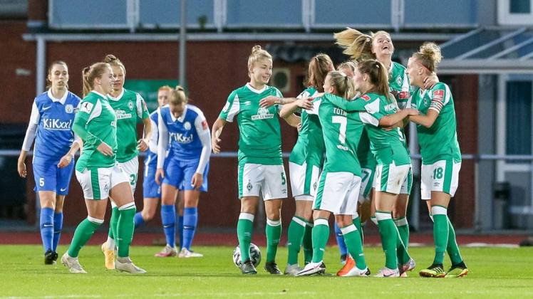 Meppen und Werder spielen gemeinsam in der Frauen-Bundesliga. Im Punktspielvergleich siegte Werder mit 1:0. Foto: imago images/foto2press