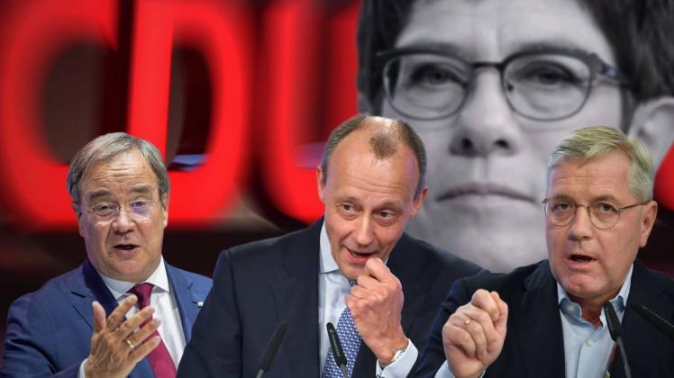 Armin Laschet (von links), Friedrich Merz und Norbert Röttgen bewerben sich um den Vorsitz der CDU. Doch wer wird am Ende Kanzlerkandidat?