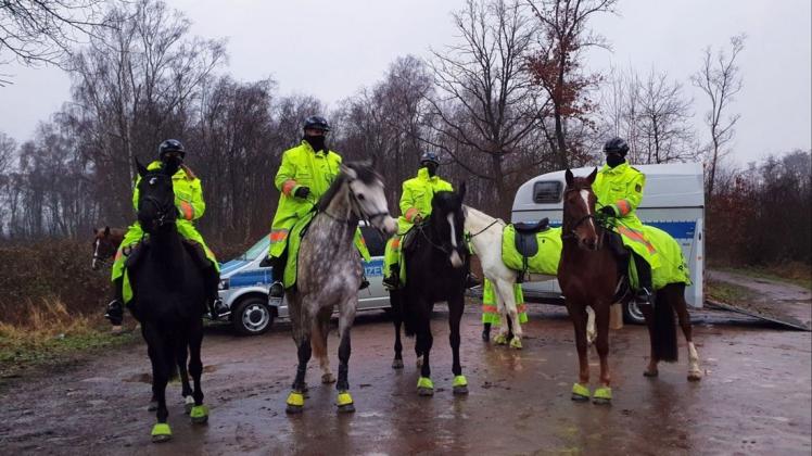 Die sechsköpfige Reiterstaffel der Dortmunder Polizei unterstützte die Einsatzkräfte bei der Suche nach der Vermissten.
