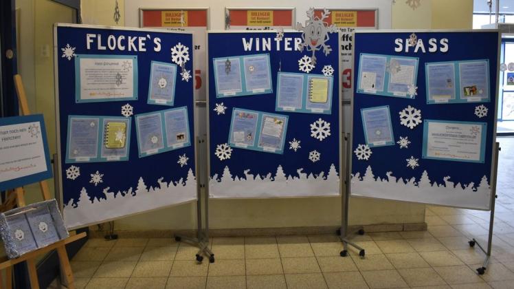 In der Galerie im Klunk hat das Team des Freizeithauses eine Ecke für Flocke eingerichtet. Das Heft mit Tipps für den Winterspaß liegt dort zum Abholen bereit.