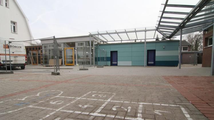 Die 2013 gebaute Mensa an der Johannesschule in Rieste soll erweitert werden. Die 2013 gebaute Mensa an der Johannesschule in Rieste soll erweitert werden.