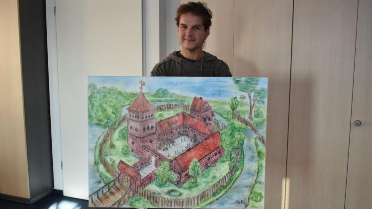 Die Wariner Burg als Aquarell. Michael Hoffmann hat sich die Burg malen lassen. Die Wariner Burg als Aquarell. Michael Hoffmann hat sich die Burg malen lassen.