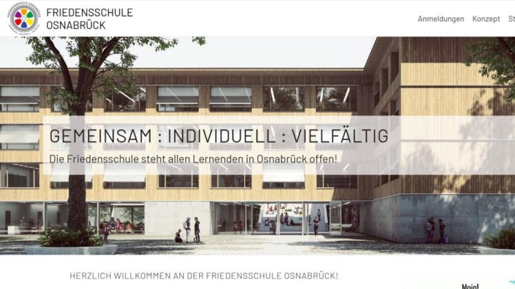 Auf der Homepage der Friedensschule prangt schon ein Entwurf der neuen Schule, wie sie sich nach Abschluss der Bauarbeiten an der Hakenstraße Anfang 2025 präsentieren könnte.