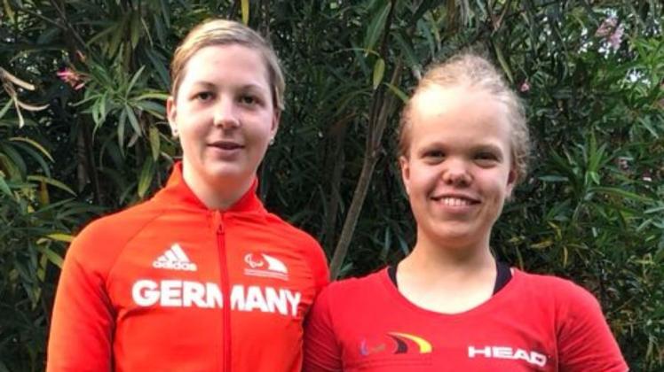 Knifflige Aufgabe souverän gelöst: Katherina Rösler (rechts). Neben ihr die Europameisterin 2021 über 400 Meter Freistil, Denise Grahl Knifflige Aufgabe souverän gelöst: Katherina Rösler (rechts). Neben ihr die Europameisterin 2021 über 400 Meter Freistil, Denise Grahl