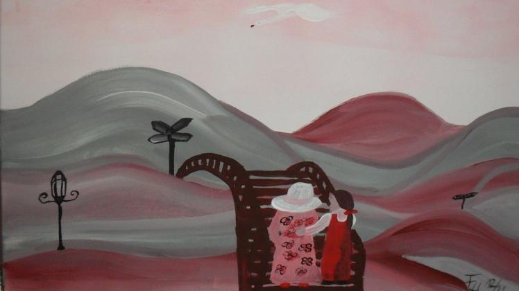 „Du fehlst mir. Ich gehe oft allein die Wege, die wir gemeinsam gingen und es tut so weh, immer noch.“ Diesen Satz schrieb Friederike Hellinger aus Wismar auf ihr Bild, gemalt mit Acrylfarbe auf Leinwand.