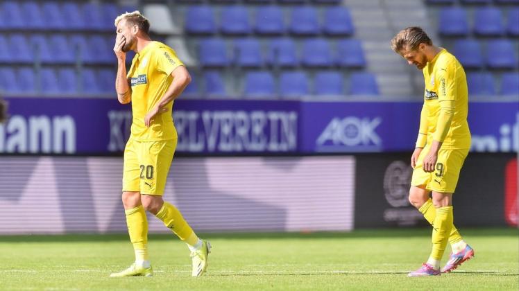 Enttäuscht: Die HSV-Spieler Marc Heider und Christian Santos in Aue.