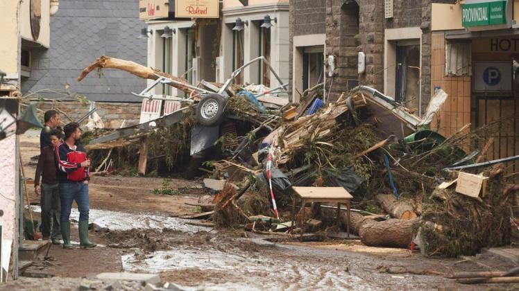 Zahlreiche Gebäude in Altenahr sind durch das Unwetter beschädigt. Starkregen führte zu extremen Überschwemmungen.