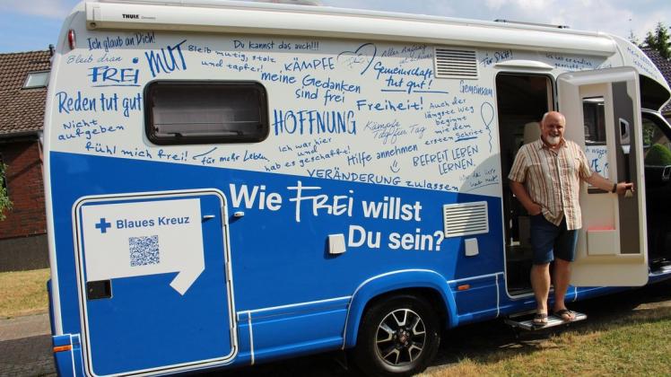 Macht mit dem Blauen Mobil vom 3. bis 5. August Station in Güstrow: Matthias Kohlstedt, Referent  in der Suchtarbeit beim Blauen Kreuz MV.