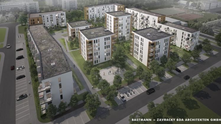 Bis 2024 sollen in Lichtenhagen insgesamt 318 neue Wohnungen zwischen Möllner und Schleswiger Straße enstehen. Sie sollen in acht Häusern mit einer Gesamtwohnfläche von etwa 20.500 Quadratmetern Platz finden.