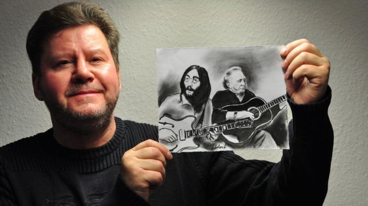 Olaf Hobrlant ist Sänger, Gitarrist, Songschreiber, Maler und Schnellzeichner. Für das Plakat der Reihe Club der toten Sänger hat Olaf Hobrlant John Lennon und Johnny Cash gezeichnet.
