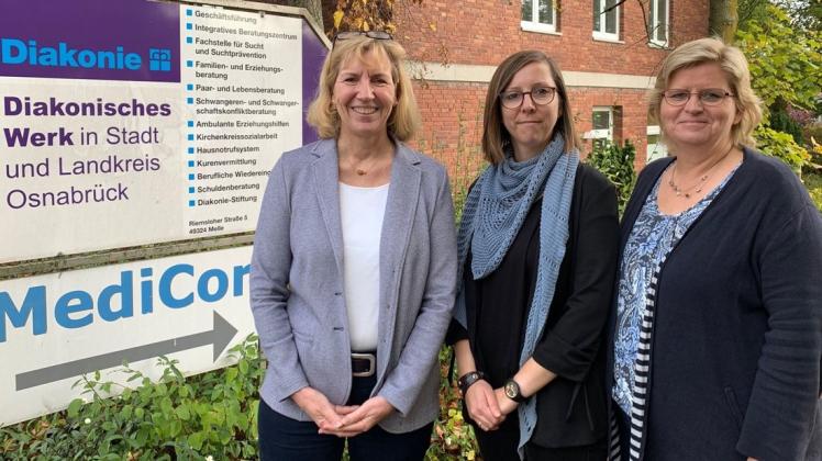 Petra Buderath, Simone Eliseit-Westphal und Sabine Schlörmann beraten Schwangere und Mütter in Melle bei der Diakonie.