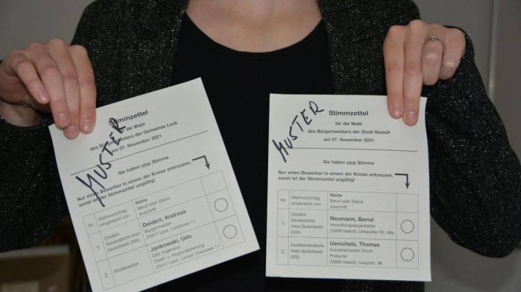 In Niebüll und Leck haben am 7. November  die Bürger die Wahl zwischen jeweils zwei Kandidaten für die Bürgermeisterwahl.