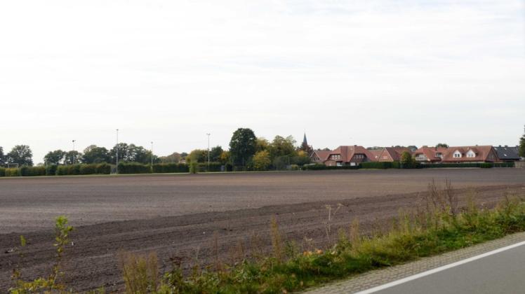 Blick von der Neuenkirchener Straße in Richtung Dorfmitte. Auf dieser Fläche wäre nach einer ersten Schätzung Platz für etwa 30 Bauplätze.