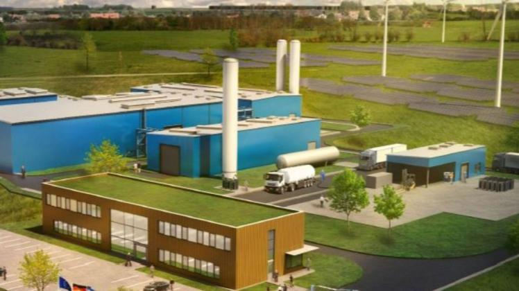 So könnte die Energiefabrik für Lübesse aussehen. Das Unternehmen Exytron hat einen Entwurf einer solchen Anlage einmal skizziert.
