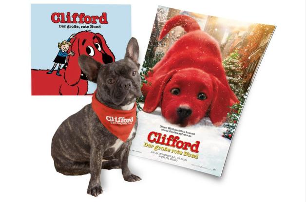 Das Buch zum Film „Clifford der große rote Hund“, ein Halstuch und das Filmposter kannst du heute gewinnen. Wie? Das erfährst du ganz unten am Ende des Textes.