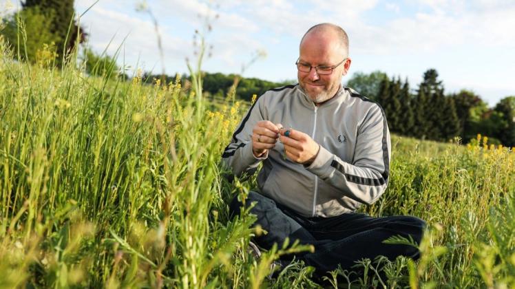 Kai Behncke hat diese Wiese zur Blühwiese für Insekten bepflanzt. Jetzt hat er erneut einen landesweiten Wettbewerb zugunsten des Klima- und Artenschutzes gewonnen (Archivfoto).