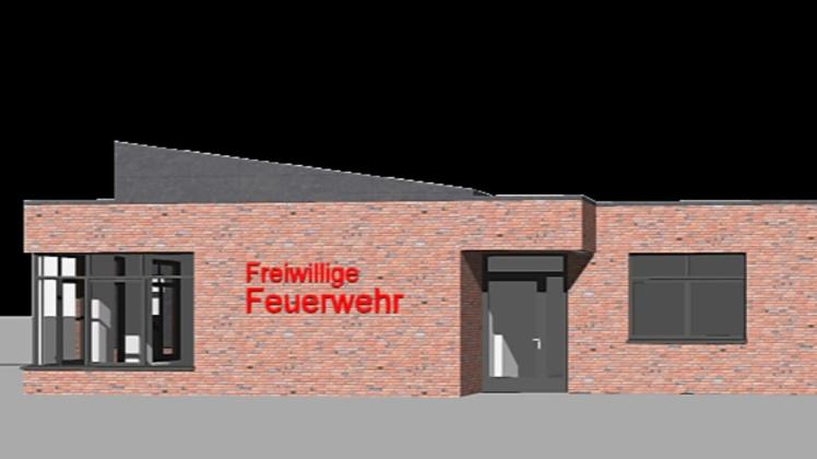 So wird das neue Feuerwehrhaus in Beesten einmal aussehen. Es wird über drei Einstellboxen, Werkstatt und einen Sozialtrakt verfügen, aus Kostengründen aber auch den geltenden Mindeststandards entsprechen.