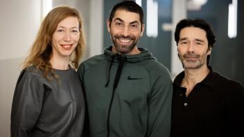 Drei der vier Gastchoreografen: Liliana Barros, Roy Assaf und Rainer Behr.