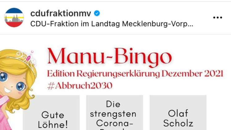 Post  der  CDU-Landtagsfraktion auf Instagram