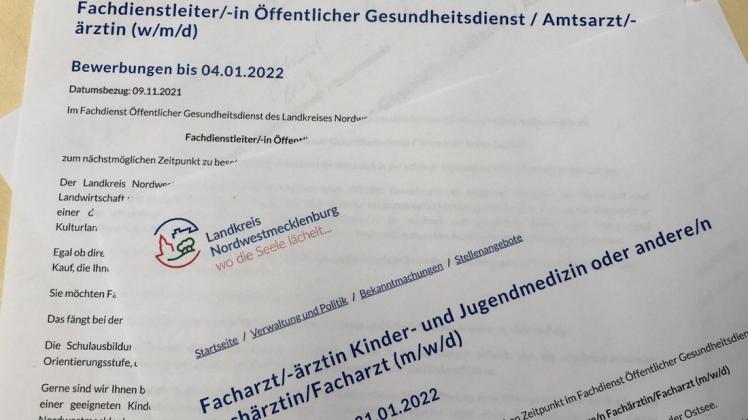 Mehrere Arztstellen im Gesundheitsamt Nordwestmecklenburg sind aktuell nicht besetzt.