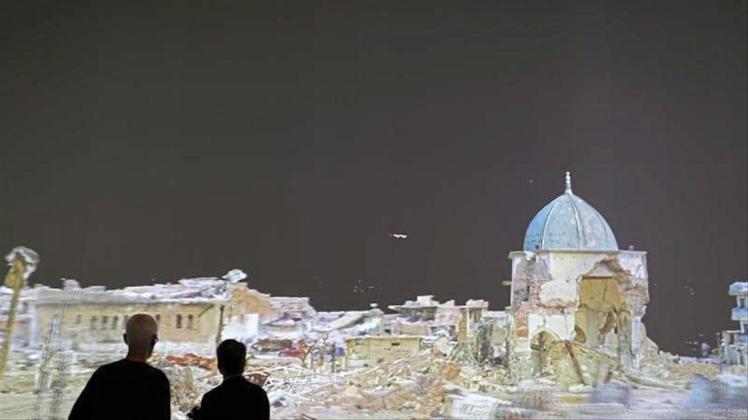 Die virtuelle Rekonstruktion der Großen Moschee des an-Nuri in Mossul. 