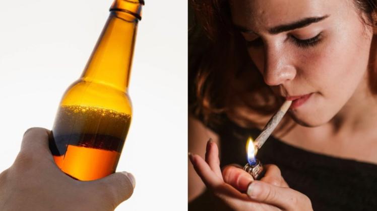 Alkohol und Cannabis sind schädlich. Aber was ist schlimmer? Symbolfotos Alkohol und Cannabis sind schädlich. Aber was ist schlimmer? Symbolfotos