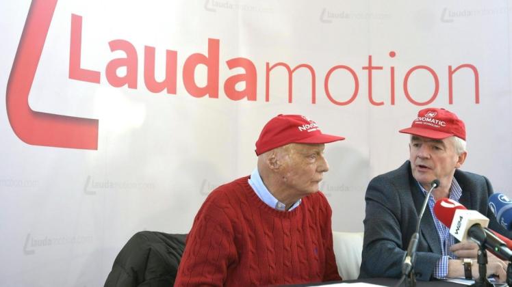 Ex-Formel-1-Fahrer Niki Lauda (l.) und Michael O&apos;Leary, Ryanair-Chef.