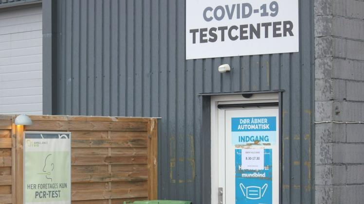 Außenansicht des Corona-Testzentrums in Tondern, DK, Nordre Industrivej 56270 Tønder,