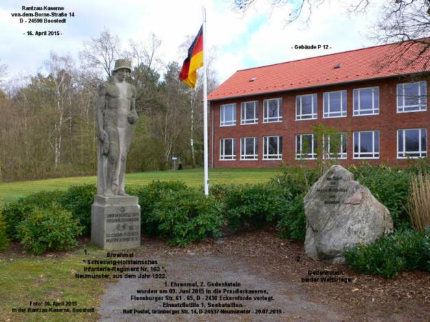 Beim Auflösungsappell in Boostedt am 16. April 2015 stand der steinerne Zeuge der Vergangenheit noch in der Gedenkanlage und auf seinem Sockel.