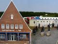 Künftige Optionen zur Unterbringung von Flüchtlingen auf Sylt: das JAW-Heim in Hörnum (links), ein Container-Dorf (Mitte) oder das Haus Quickborn in Westerland