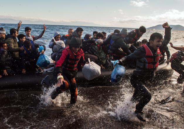 Flüchtlinge erreichen Lesbos.