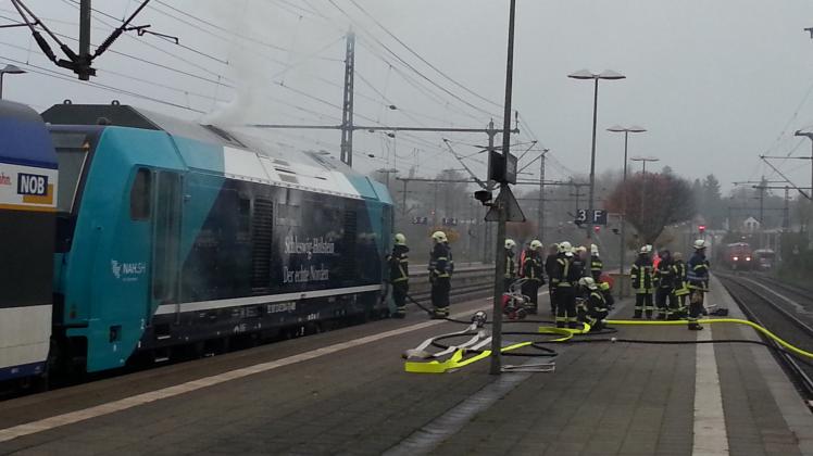 Die Feuerwehrleute mussten den brennenden Zug löschen.