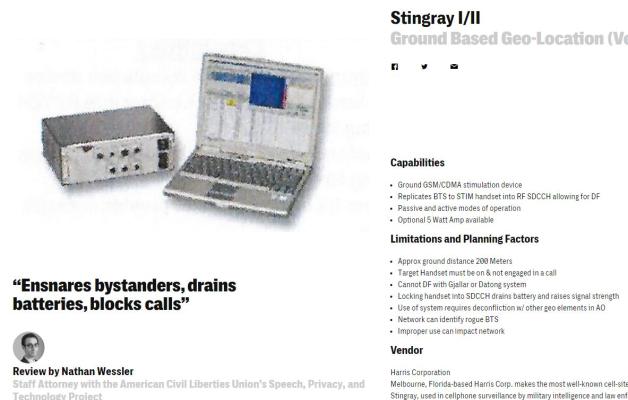 Das Abhörgerät „Stingray“, vorgestellt auf „The Intercept“.