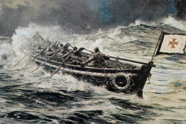 Dieses Gemälde verdeutlicht, wie hart und gefährlich die Zeiten früher für die Seenotretter waren. Zumal die Boote sehr lange nicht einmal Motoren hatten. 