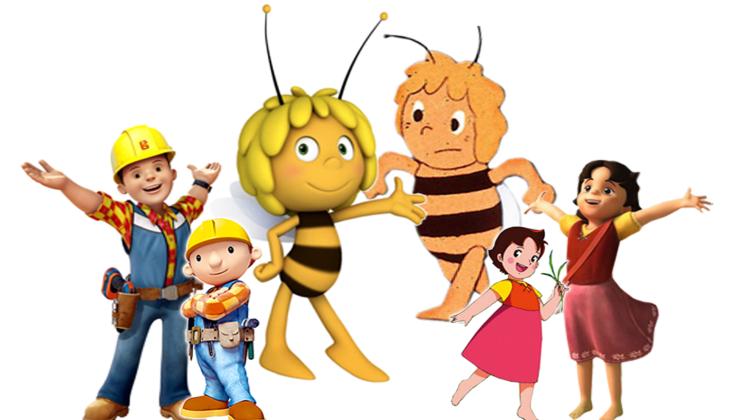So haben sich die Figuren von Bob der Baumeister (l.), Biene Maja (m.) und Heidi (r.) mit der Zeit verändert.
