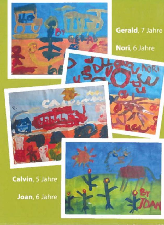 Bilder, gemalt von afrikanischen Kindern, können als Spende erworben werden. Bilder, gemalt von afrikanischen Kindern, können als Spende erworben werden.