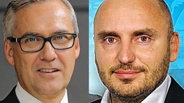 Andreas Gruczek, Geschäftsführer medienhaus:nord und Robert Marien, Vorstand für Marketing und Vertrieb FC Hansa